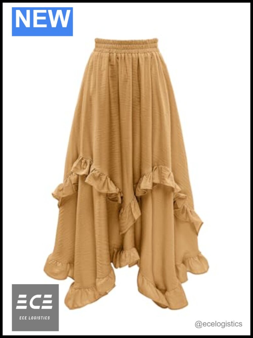 Tiered Ruffle Renaissance A-Line Asymmetric Skirt